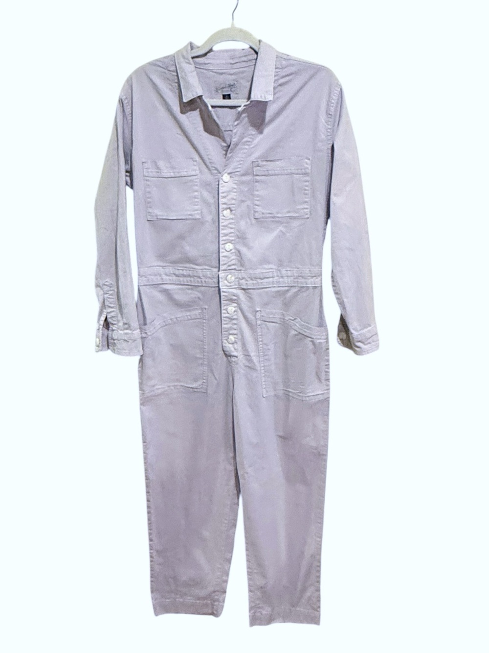 NWOT Perfect Cotton Blend Pale Lavender Button-Front Jumpsuit - Size 10